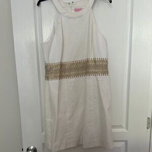 Lilly Pulitzer White Sheath Dress Halter Neckline Wedding Guest